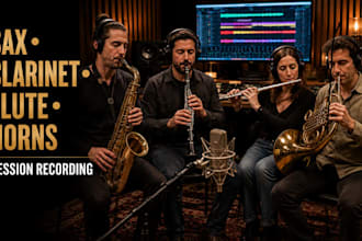 record saxophone, clarinet, flute and horn section for your song
