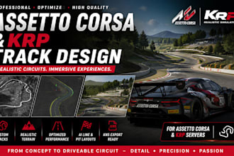 design a custom assetto corsa track,  krp track, race, drift, rally layout