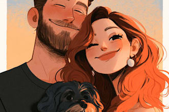 draw couple portrait illustration from photo