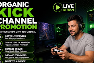 promote kick channel, organic kick promotion, boost kick viewer, kick subscriber