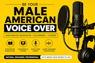 be your male american audiobook narrator, male voice over, elearning, course