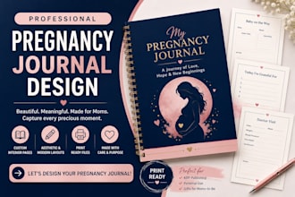 design pregnancy journal, baby memory book and keepsake workbook