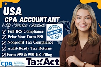 prepare and file your nonprofit tax form 990, 990ez as your certified CPA