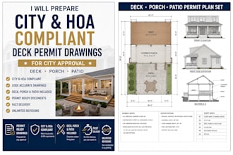 prepare deck, porch, patio and hoa permit drawings for fast quick approval