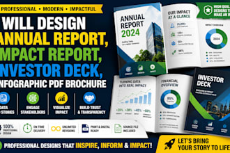 design annual report, impact report, investor deck, infographic pdf brochure