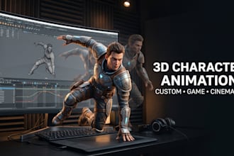create 3d character animation, game animation and rigging