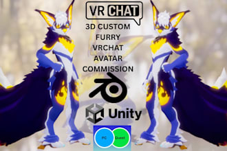 do custom vrchat furry avatar fursona facial rig 3d model vrc anime nsfw avatar