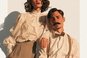 create professional couple portrait illustration