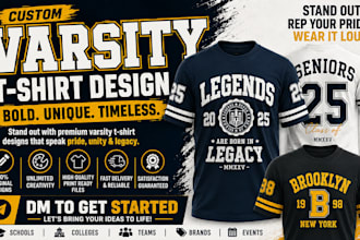 design custom varsity tshirt design for your brand