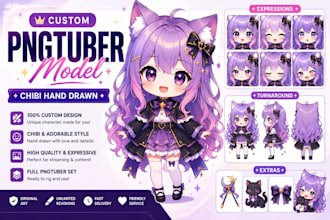 create a custom pngtuber model, chibi hand drawn
