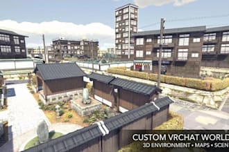 create interactive vrchat world, 3d environment, map, level design and scene