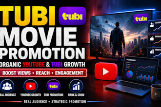 do organic tubi promotion, youtube, increase tubi viewers and ranking