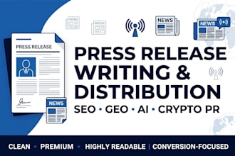 create SEO, GEO, ai and crypto press releases for maximum brand exposure