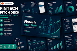 create fintech startup investor pitch deck and business powerpoint presentation