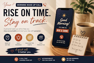 be your personal wake up call assistant for your schedules, reminder wake up VA