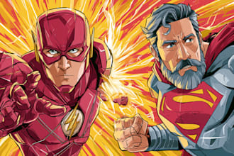 draw comic character or comic book illustration