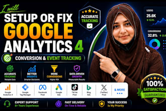 setup or fix google analytics 4, ga4, facebook pixel