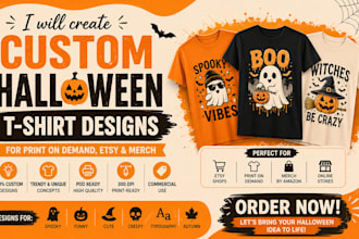 set up custom halloween tshirt designs for print on demand etsy and merch