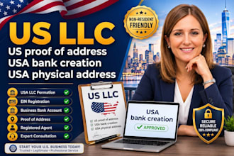 do US proof of address USA bank creation USA physical address US llc