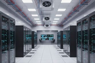 design 3d data center, server room, ai data center, modular data center
