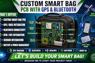 design a custom smart bag pcb with gps and bluetooth