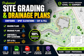 create site grading, drainage, contour, spot elevation and cut fill plans