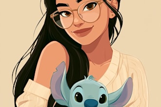 portrait in disney cartoon illustration