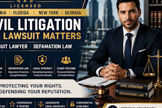 licensed caifornia florida ny ga civil litigation for lawsuit lawyer defamation