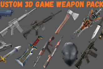 create custom stylized low poly 3d game assets weapon model design game props