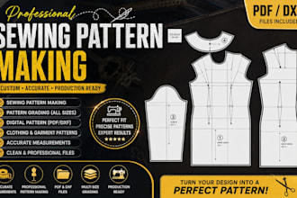 create custom sewing pattern and pattern grading for clothing