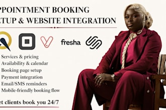 set up acuity vagaro fresha appointment booking square squarespace website