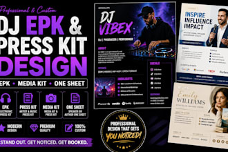 design dj artist epk, press kit, media kit speaker or author one sheet