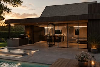 create a 3d house design and realistic exterior render