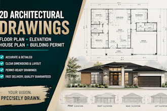 draw 2d architectural floor plan elevation house plan building permit drawing