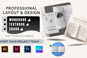 design workbook layouts, textbook layouts, ebooks  educational pdfs