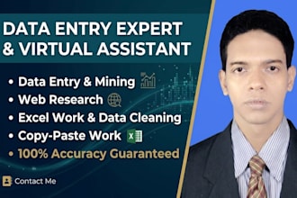 be your professional virtual assistant for data entry and web research