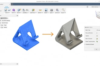 convert stl to step, mesh to cad, parametric 3d model, cad conversion, fusion 36