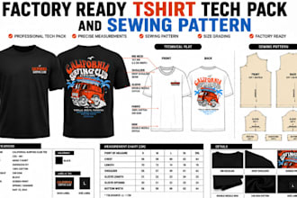 create t shirt, tops tech pack and sewing pattern for your clothing