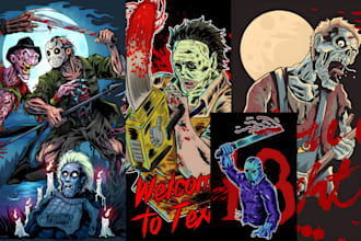 draw horror poster halloween art, dark art t shirt design, gothic book cover art
