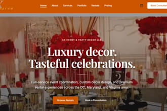 design wix event decorator website party decor booking consultation website