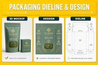 create dieline product packaging cutline pouch label design and box dieline