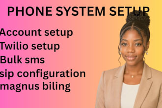 setup twilio telynx acount bulk sms  autodailer magnus biling did number and ivr