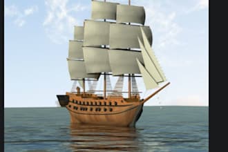 model floating pirate ship, aquarium object sailboat, minature 3d printable stl