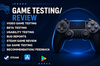 test new game tester beta testing video pc game user testing, steam app reviews