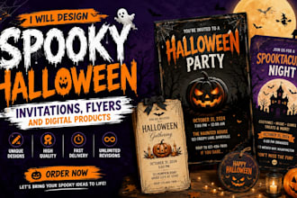 design spooky halloween invitations flyers digital products