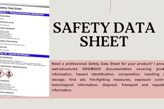 prepare safety data sheet and material safety data sheet for your products