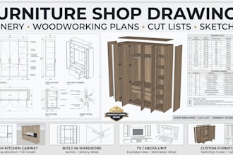 do joinery shop drawing for furniture woodworking plan with cutlist in sketchup