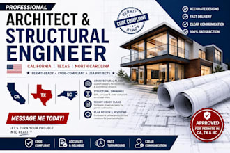 do architect and structural engineer for california, north carolina, texas USA