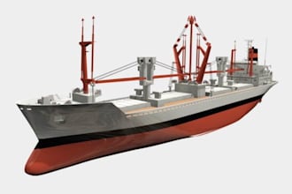 3d low poly ship, cargo, 3d vessel pirate ship, boat, marine vehicle modeling