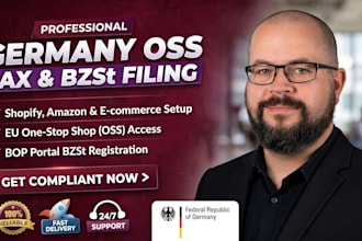 set up germany oss tax portal and bzst filing for shopify amazon